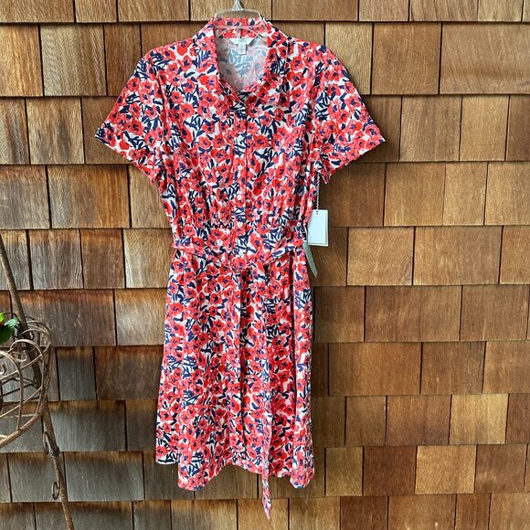 NWT 1901 Women Red & Blue Floral Shirt Dress Fit & Flare in Women's X-Large - Picture 1 of 12